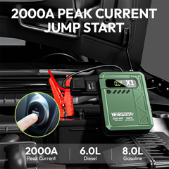 YESPER Jumper Box For Car Battery portable with Air Compressor， 150Psi Digital Tire Inflator portable and cordless ,2000A Peak 12V Battery Jumper Pack for (Up to 10L Gas/8.0L Diesel Engines)